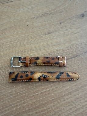 Michele Leopard Print Leather Watch Strap - Brown & Black